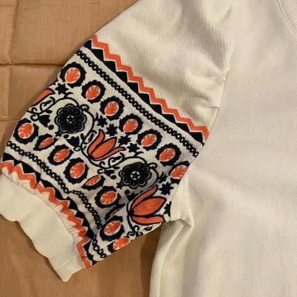 LOFT White dress with embroidered sleeves - Picture 7 of 8